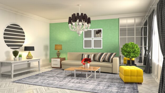 Illustration of the living room interior