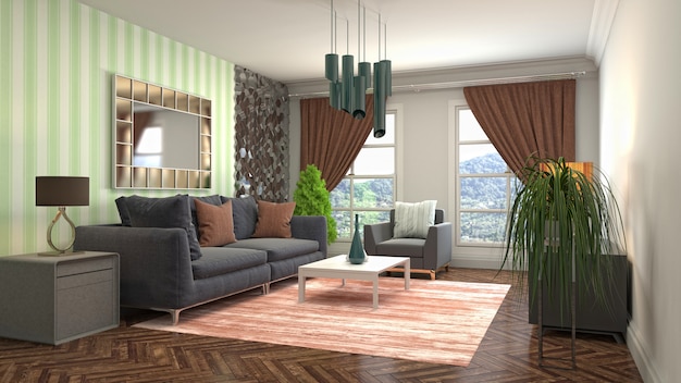 Illustration of the living room interior