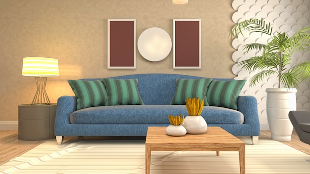 Illustration of the living room interior