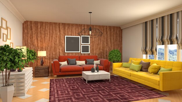 Illustration of the living room interior