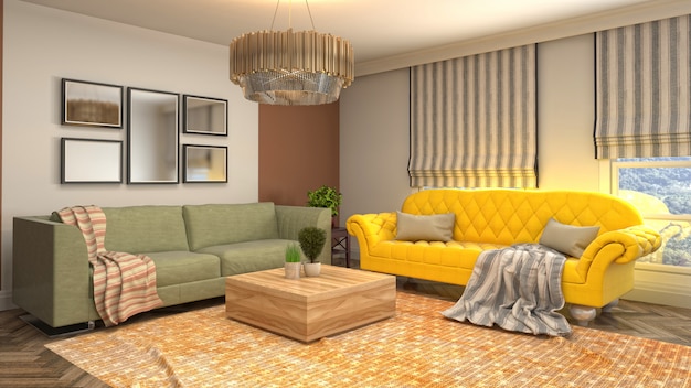 Illustration of the living room interior