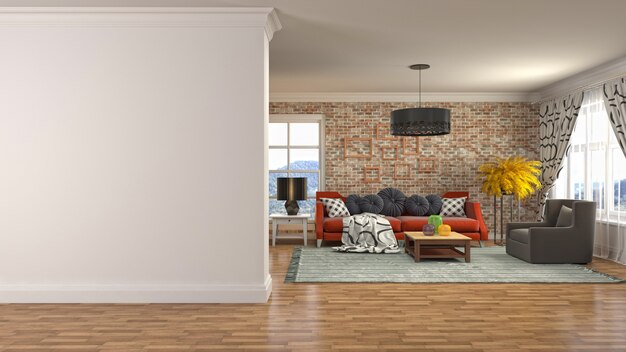 Illustration of the living room interior