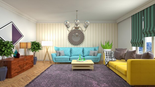 Illustration of the living room interior