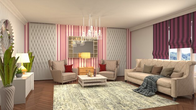 Illustration of the living room interior