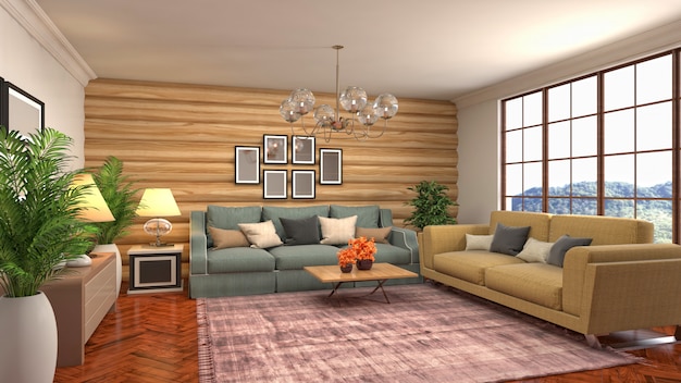 Illustration of the living room interior