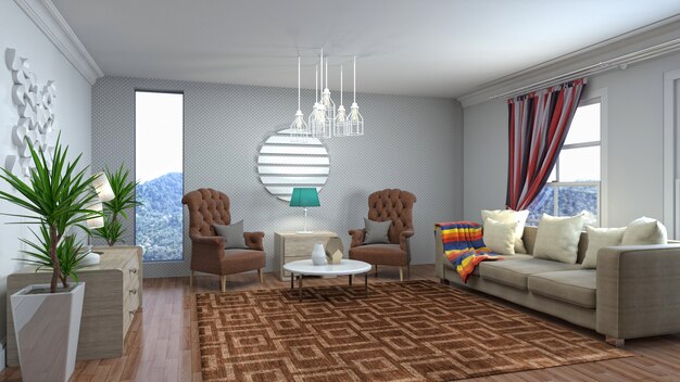 Illustration of the living room interior