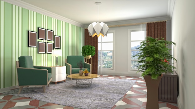 Illustration of the living room interior