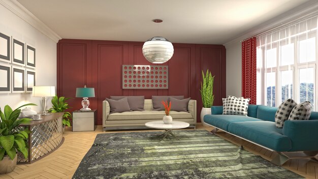 Illustration of the living room interior