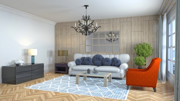 Illustration of the living room interior