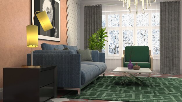 Illustration of the living room interior