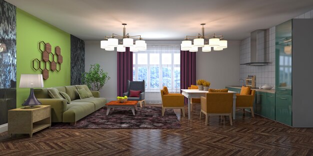 Illustration of the living room interior