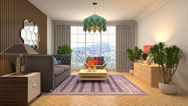 Illustration of the living room interior