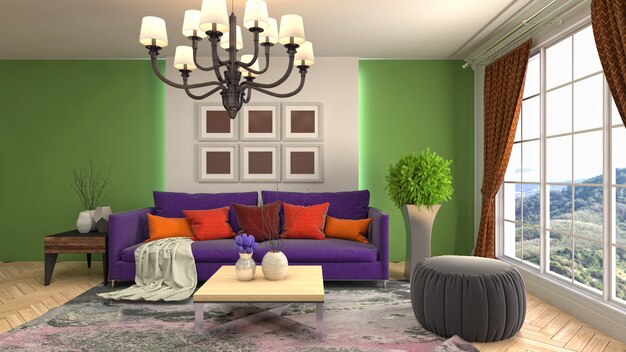 Illustration of the living room interior