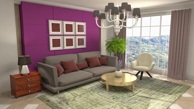 Illustration of the living room interior