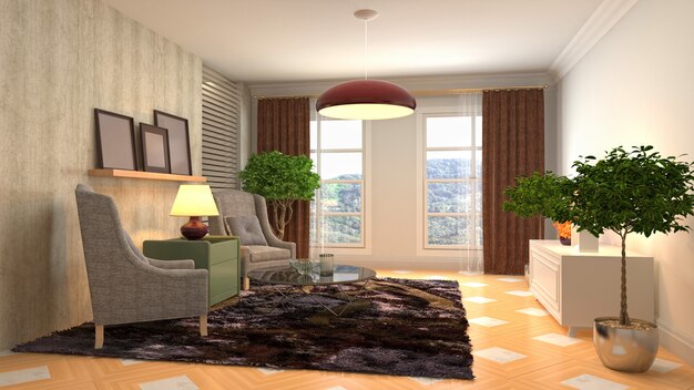 Illustration of the living room interior