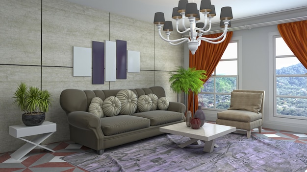 Illustration of the living room interior