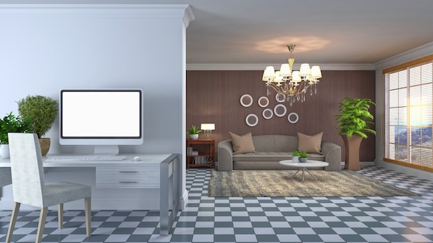 Illustration of the living room interior