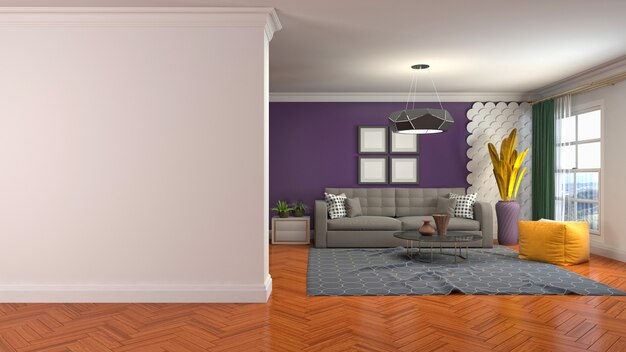 Illustration of the living room interior