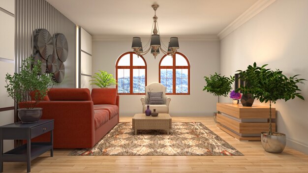 Illustration of the living room interior