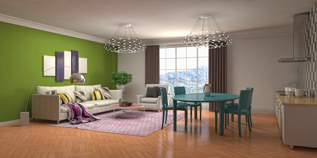 Illustration of the living room interior