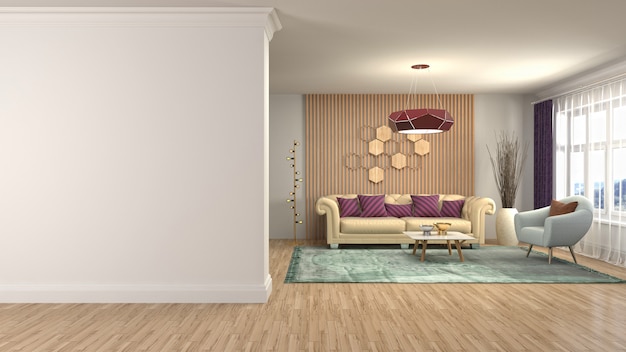 Illustration of the living room interior