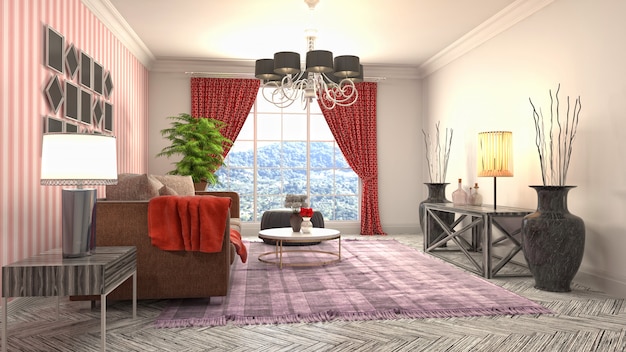 Illustration of the living room interior