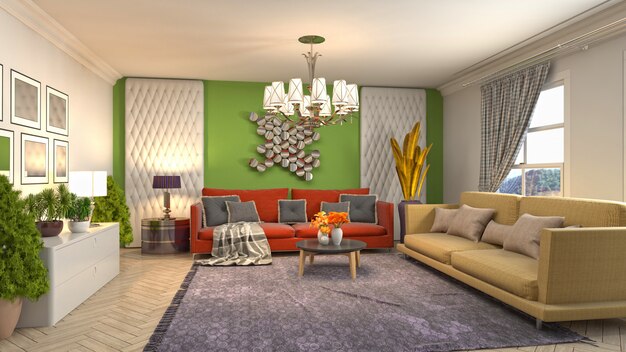 Illustration of the living room interior