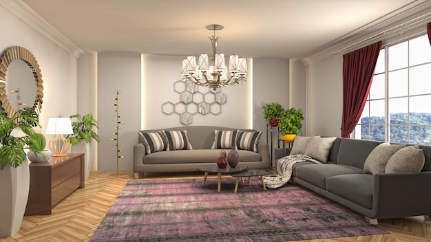 Illustration of the living room interior