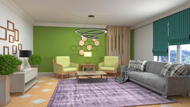 Illustration of the living room interior