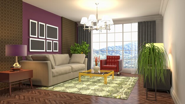 Illustration of the living room interior