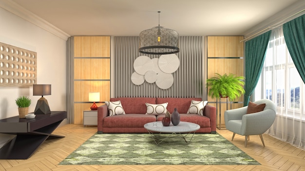 Illustration of the living room interior