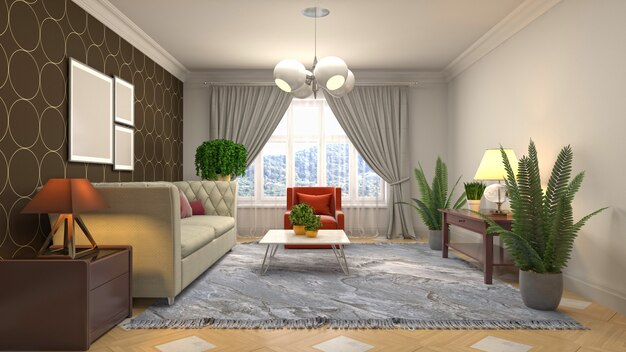 Illustration of the living room interior