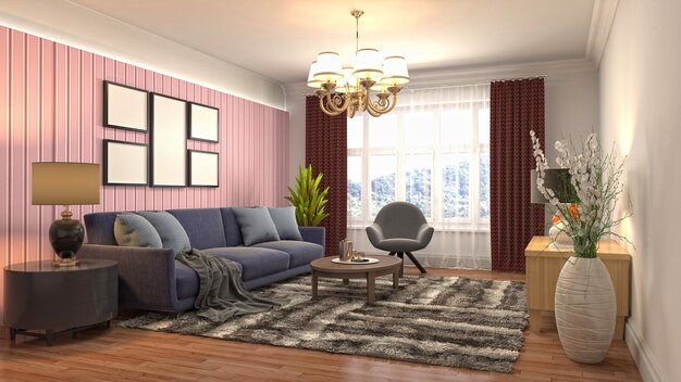 Illustration of the living room interior