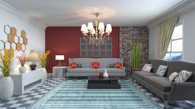 Illustration of the living room interior