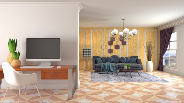 Illustration of the living room interior