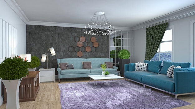 Illustration of the living room interior