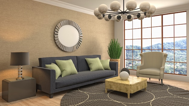 Illustration of the living room interior