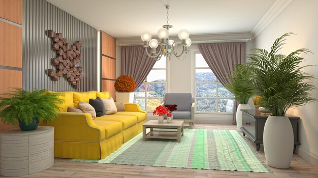 Illustration of the living room interior