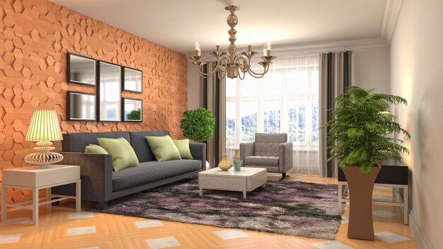 Illustration of the living room interior