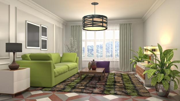 Illustration of the living room interior