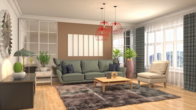 Illustration of the living room interior