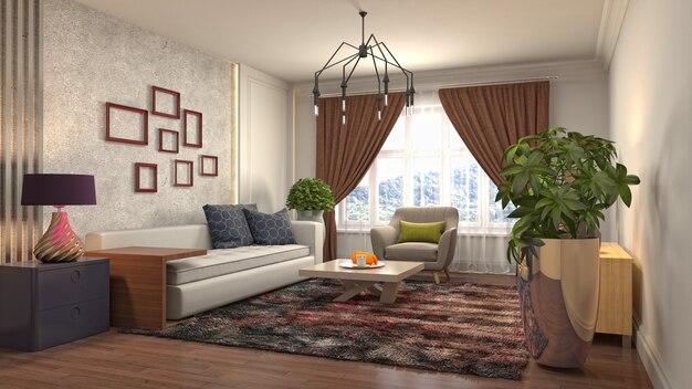 Illustration of the living room interior