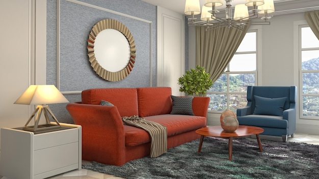 Illustration of the living room interior