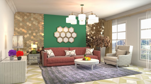 Illustration of the living room interior