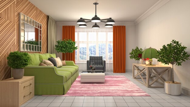 Illustration of the living room interior