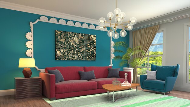 Illustration of the living room interior