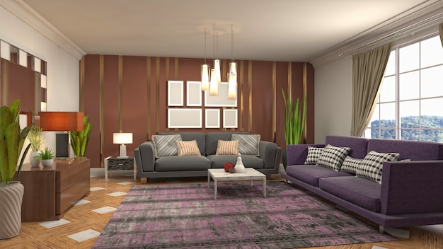 Illustration of the living room interior