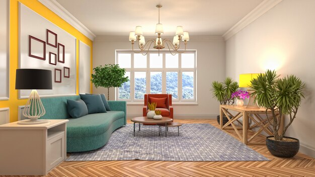 Illustration of the living room interior