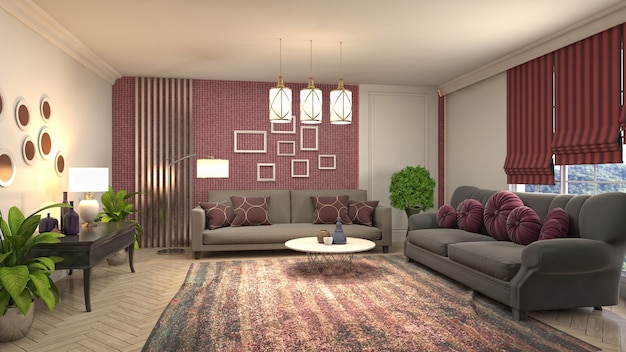 Illustration of the living room interior