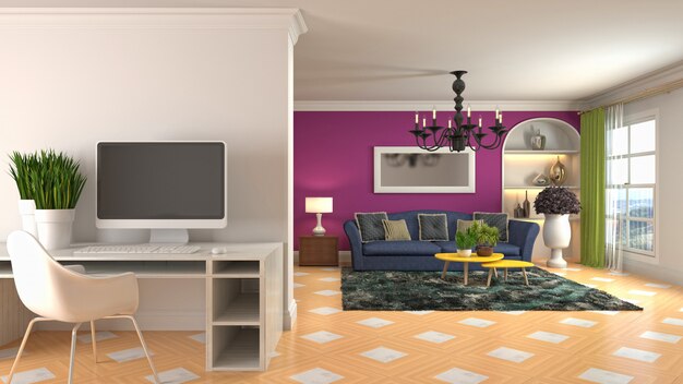 Illustration of the living room interior